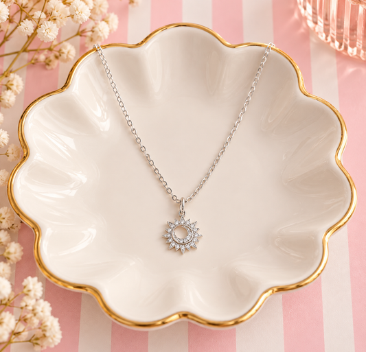 ✨ Silver Sun & Crescent Pendant Necklace ✨