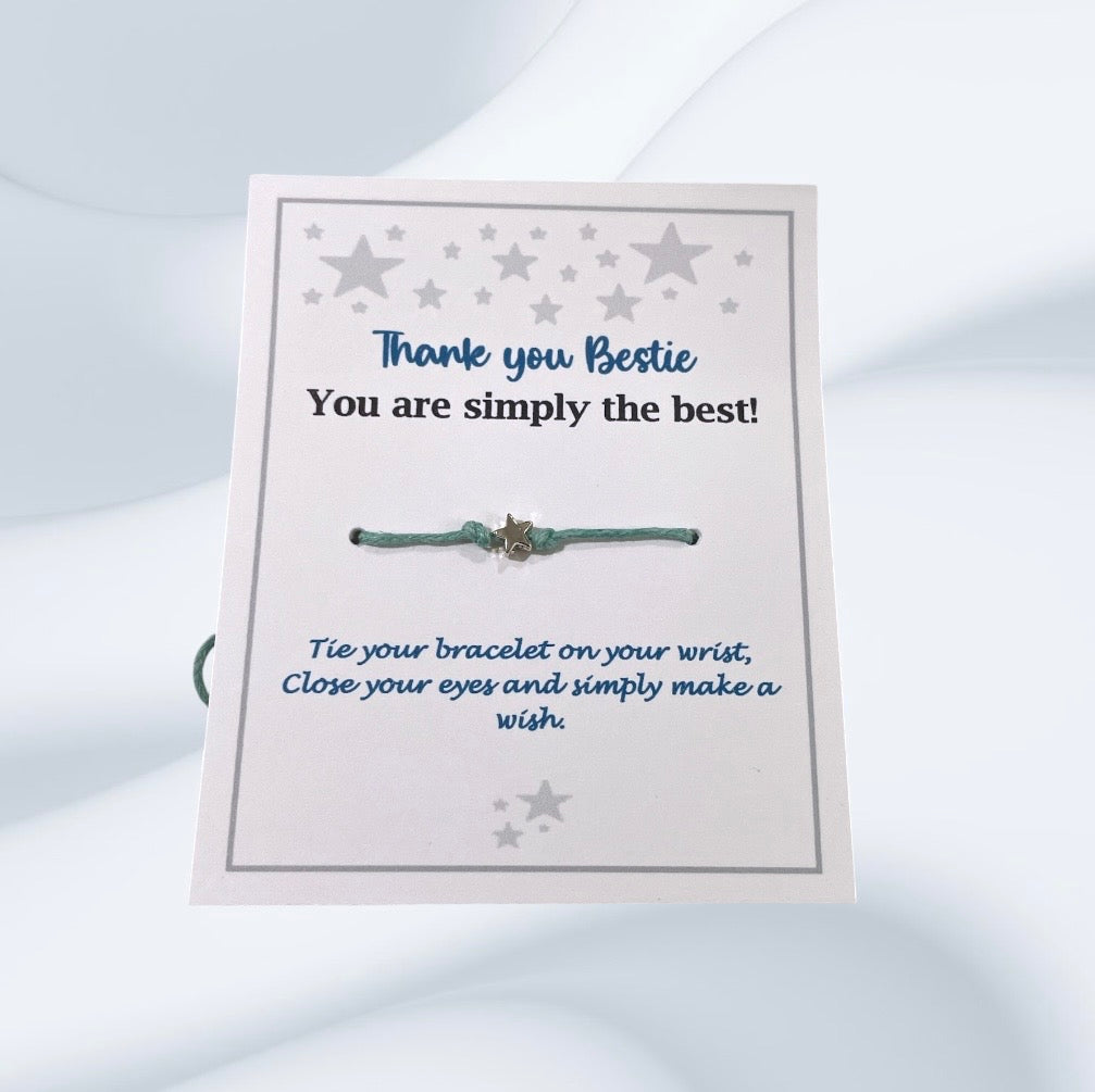 Thank you Bestie Star Wish bracelet - choose your colour