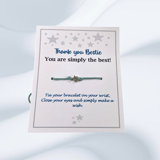 Thank you Bestie Star Wish bracelet - choose your colour