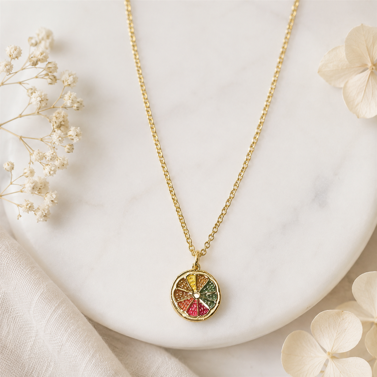 Gold Plated Fruit Charm Necklace