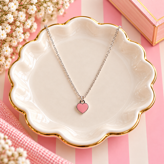 Sterling Silver Pink Heart Necklace