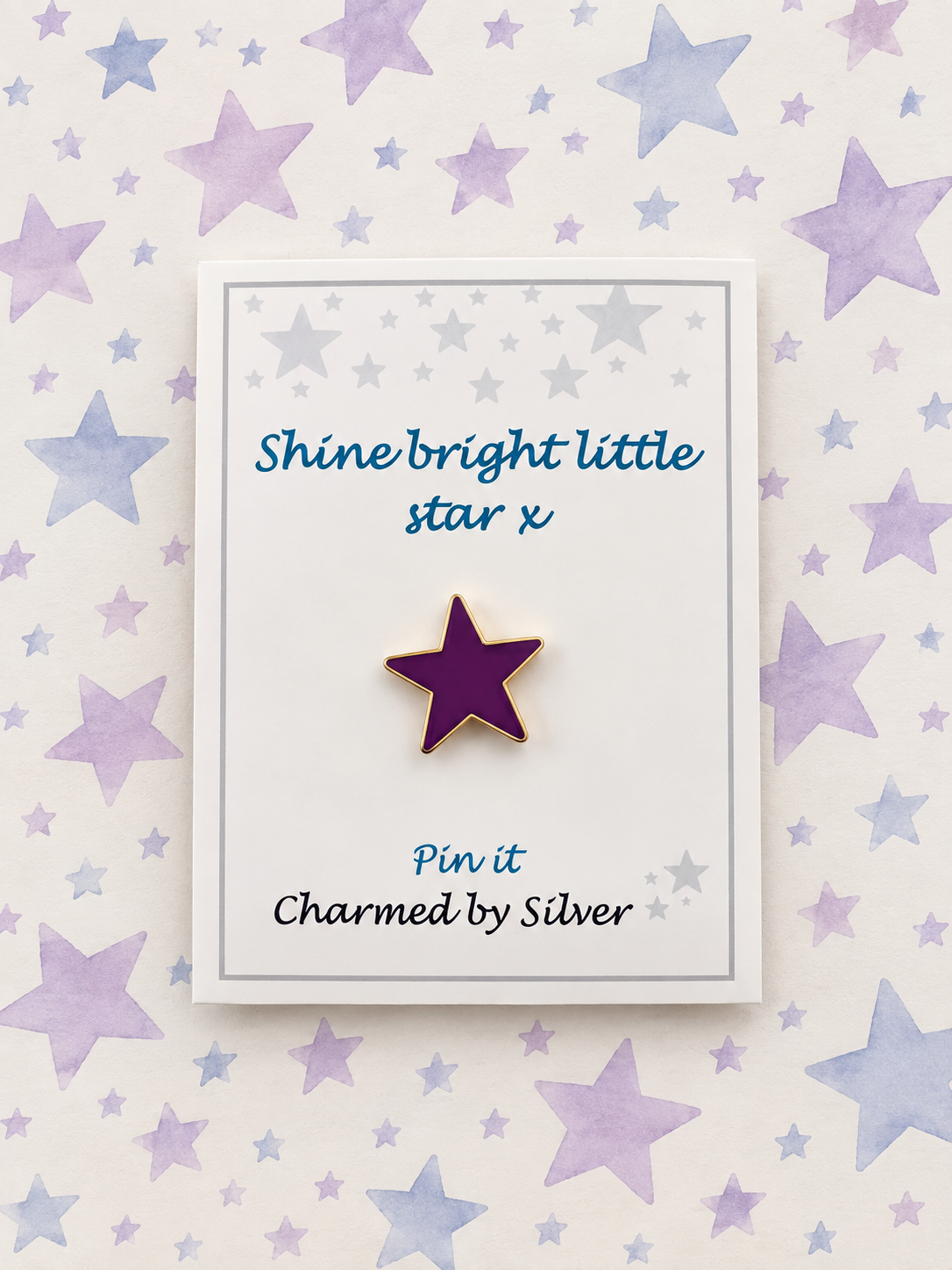 Shoot for the stars Pin - purple, red, green, yellow, silver or blue