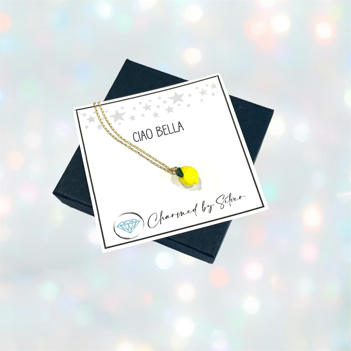 Gold Vermeil & Murano Glass Lemon Charm Necklace - Ciao Bella