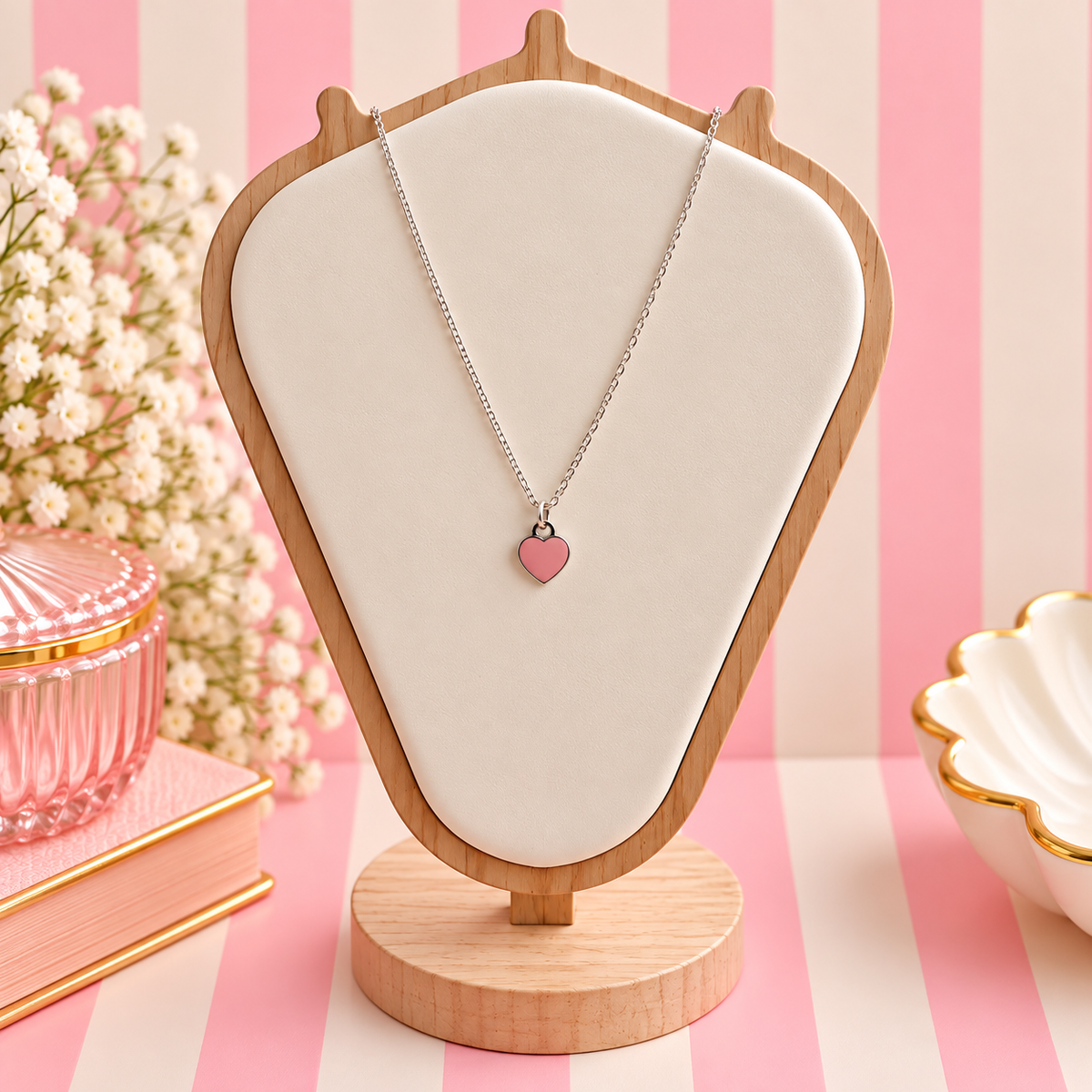 Sterling Silver Pink Heart Necklace