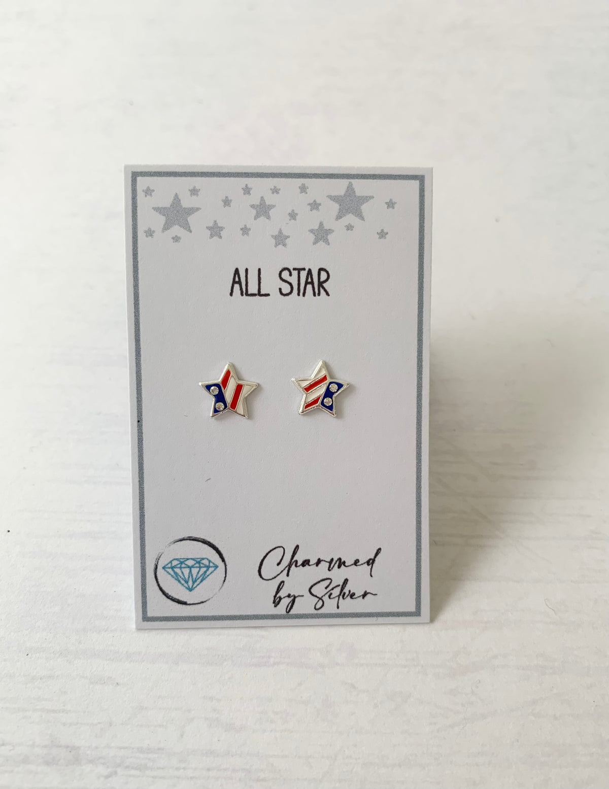 Sterling Silver USA Star Earrings