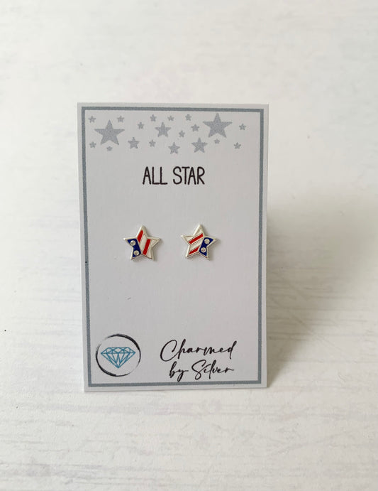 Sterling Silver USA Star Earrings