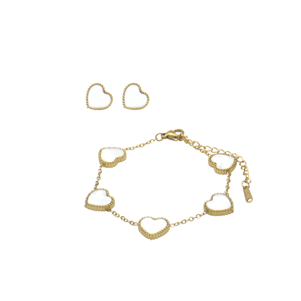 Gold Plated Heart Necklace & Earrings Set