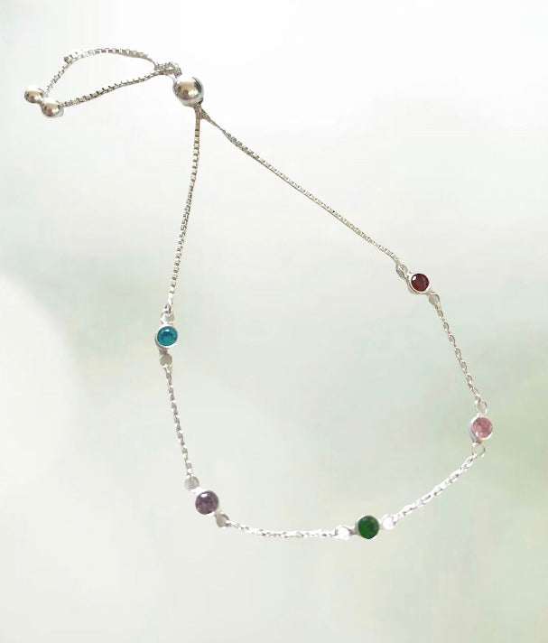 Sterling Silver Gem Adjustable Bracelet