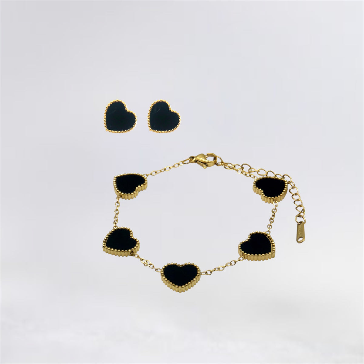Gold Plated Heart Necklace & Earrings Set