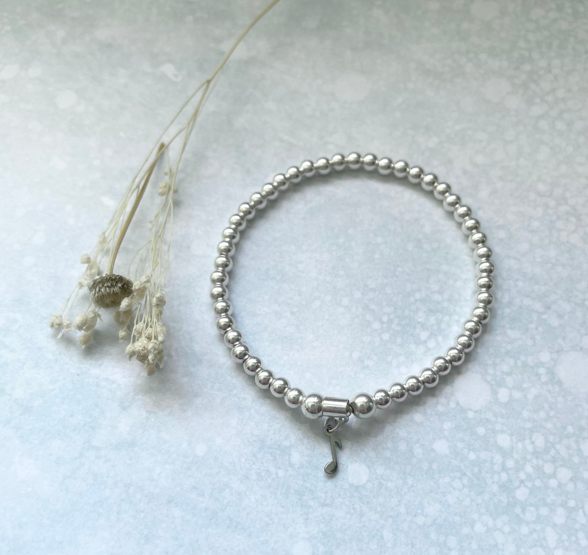 Sterling Silver Bead Music Note Bracelet
