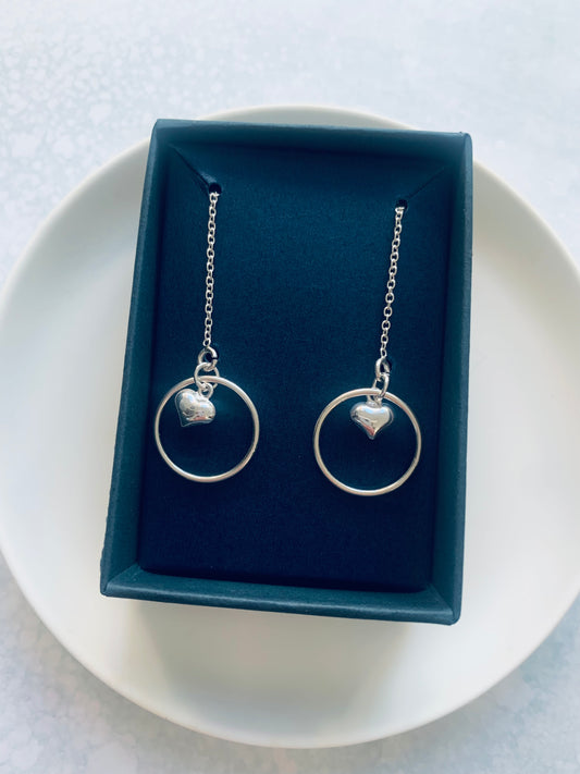 Sterling Silver Heart Threader Earrings