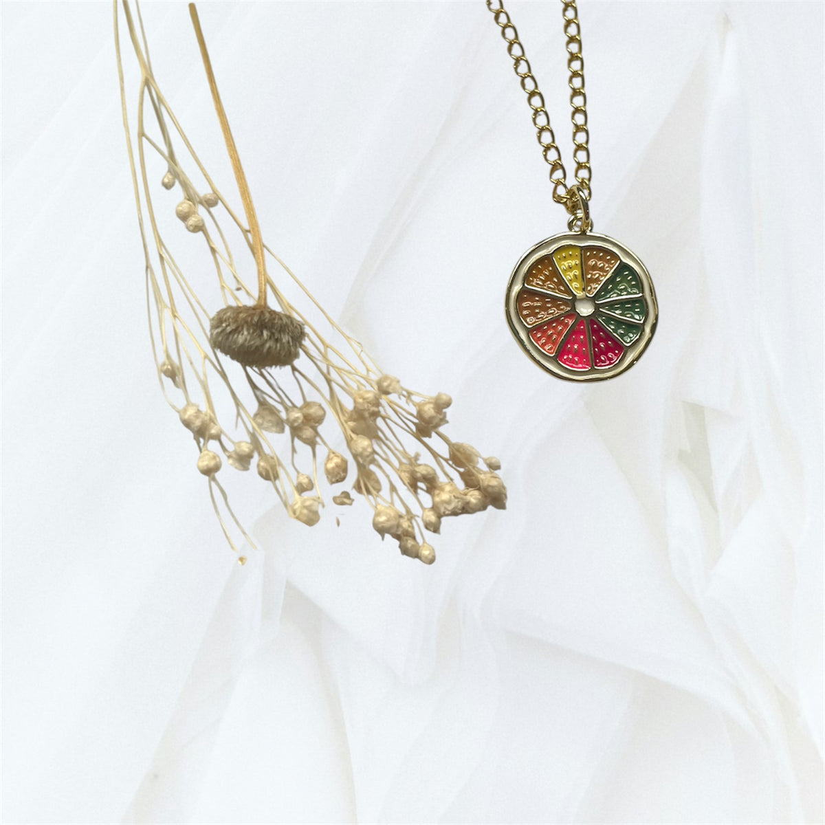 Gold Plated Fruit Charm Necklace