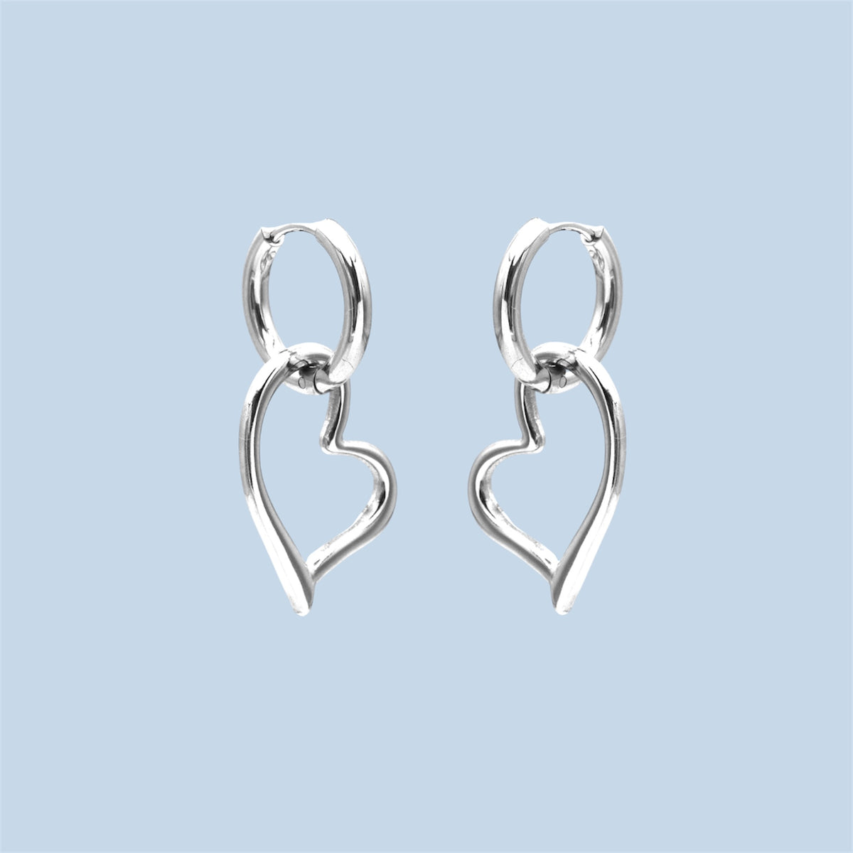 Silver Tone Heart Hoop Earrings
