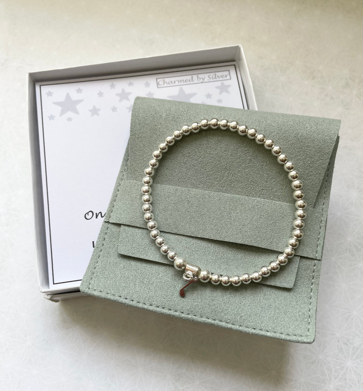 Sterling Silver Bead Music Note Bracelet