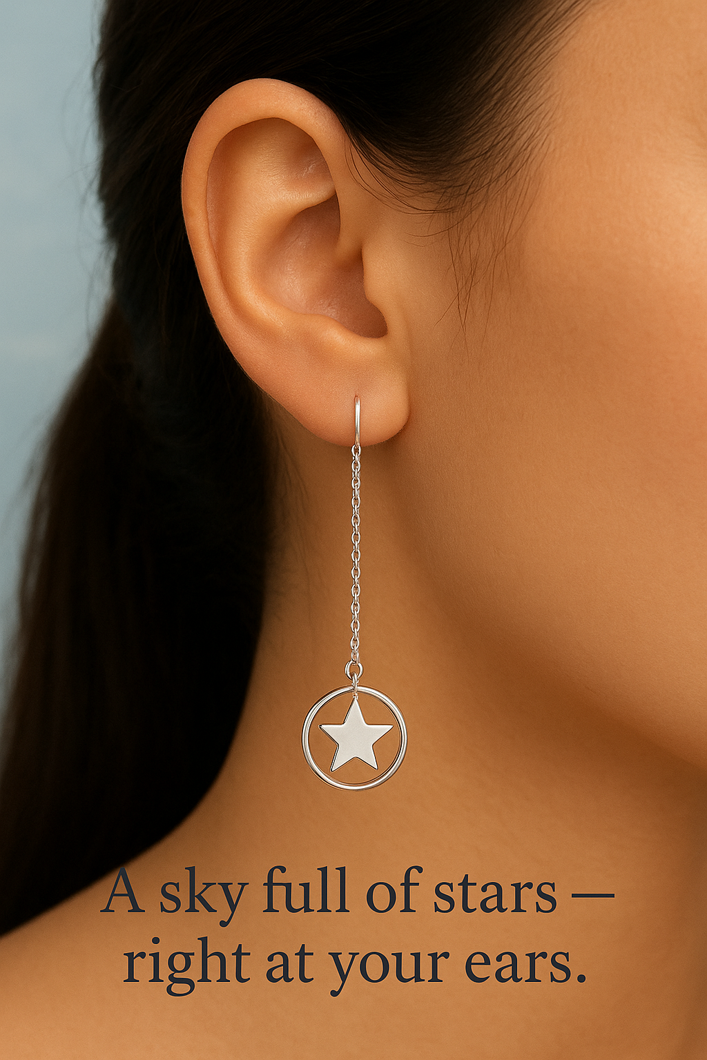 Sterling Silver Star Threader Earrings