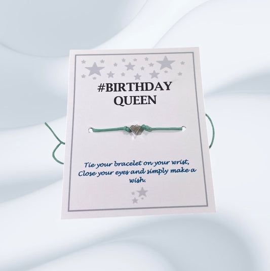 Birthday Queen Heart Wish bracelet - choose your colour