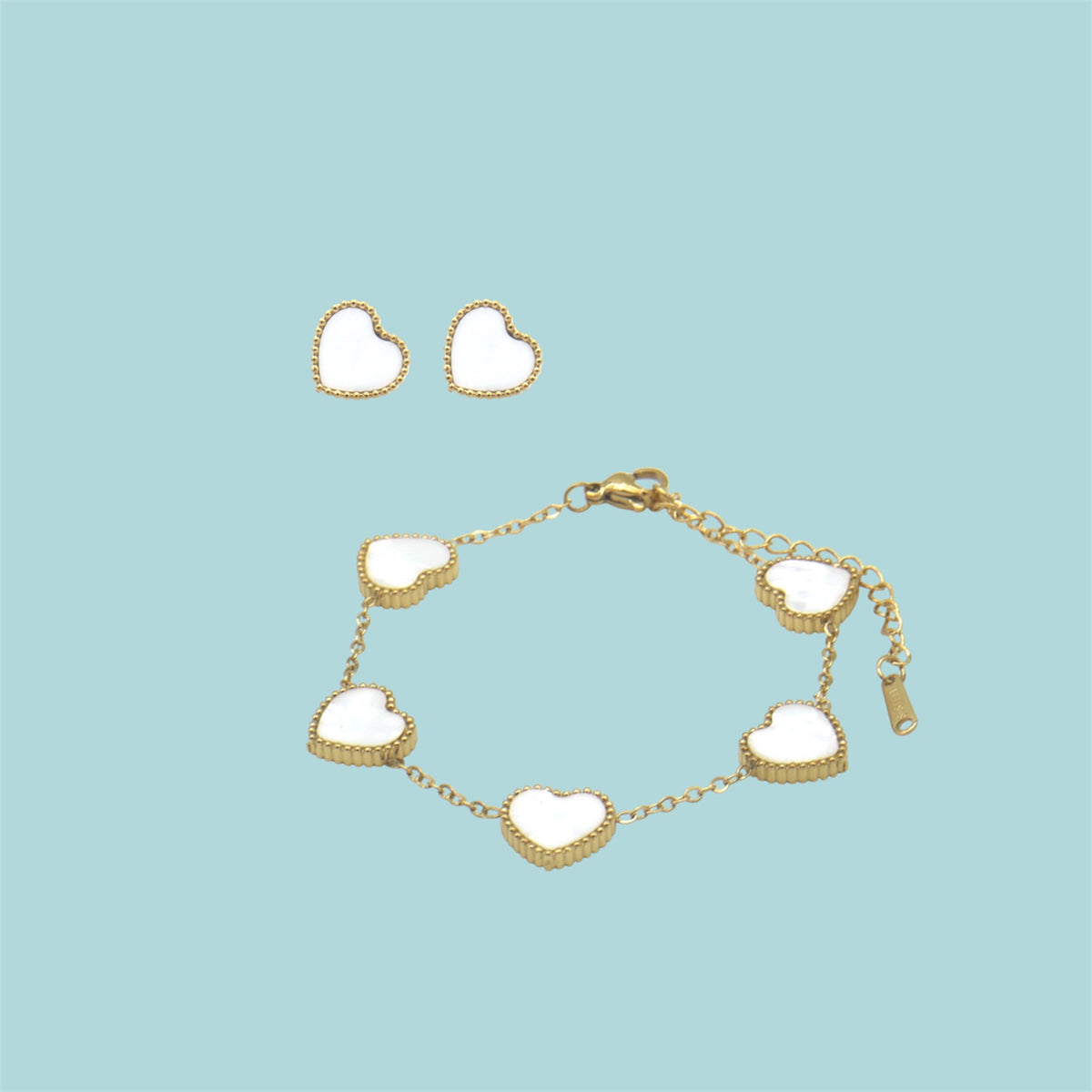 Gold Plated Heart Necklace & Earrings Set