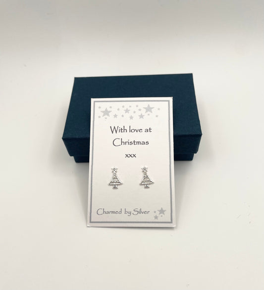 Sterling Silver Christmas Tree Earrings