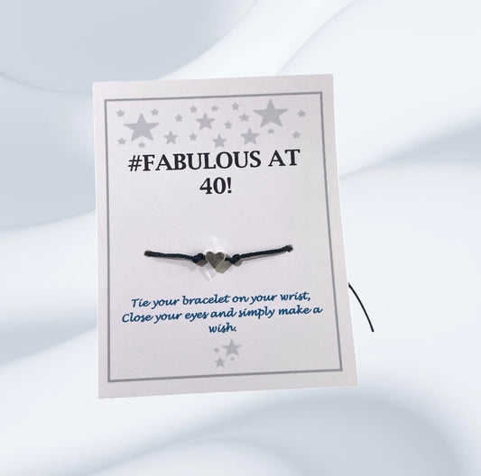 Birthday Fabulous at 18/21/30/40/50/60/Heart Navy Wish bracelets - choose your age
