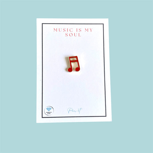 Music is my Soul Enamel Pin - blue treble clef pin