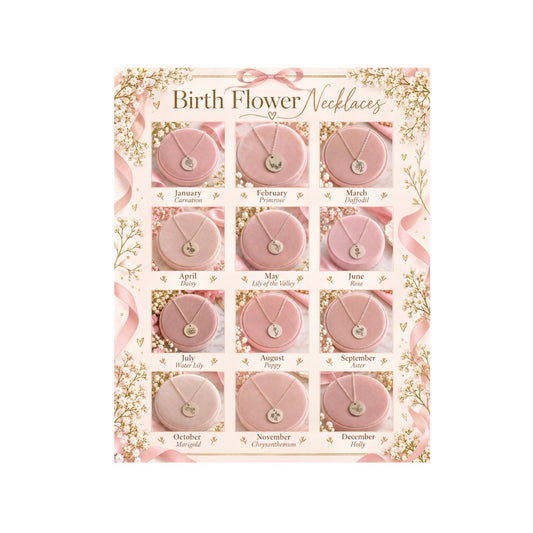 Silver Birth Month Flower Necklace