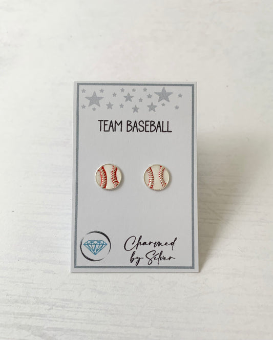 Sterling Silver Baseball Earrings