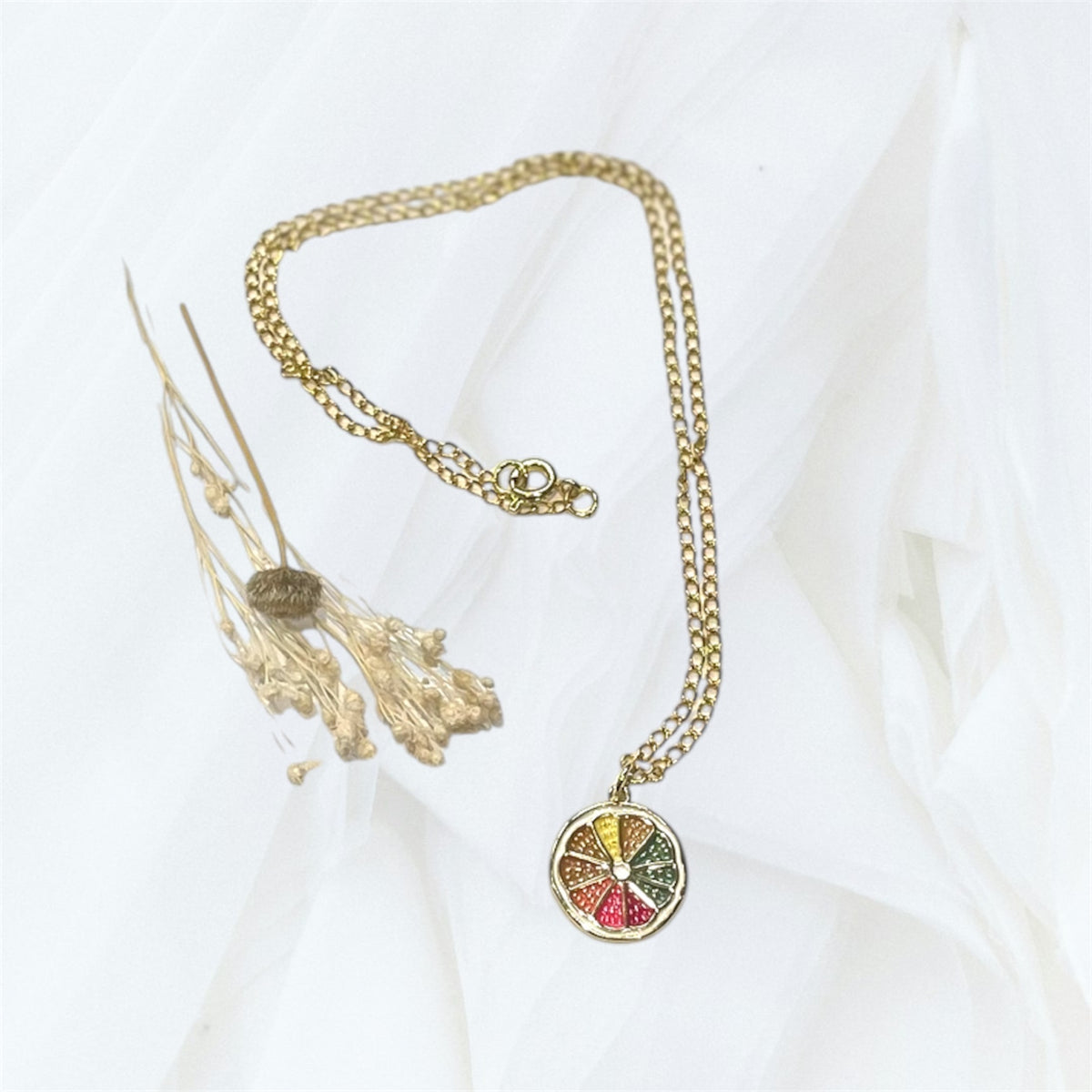 Gold Plated Fruit Charm Necklace