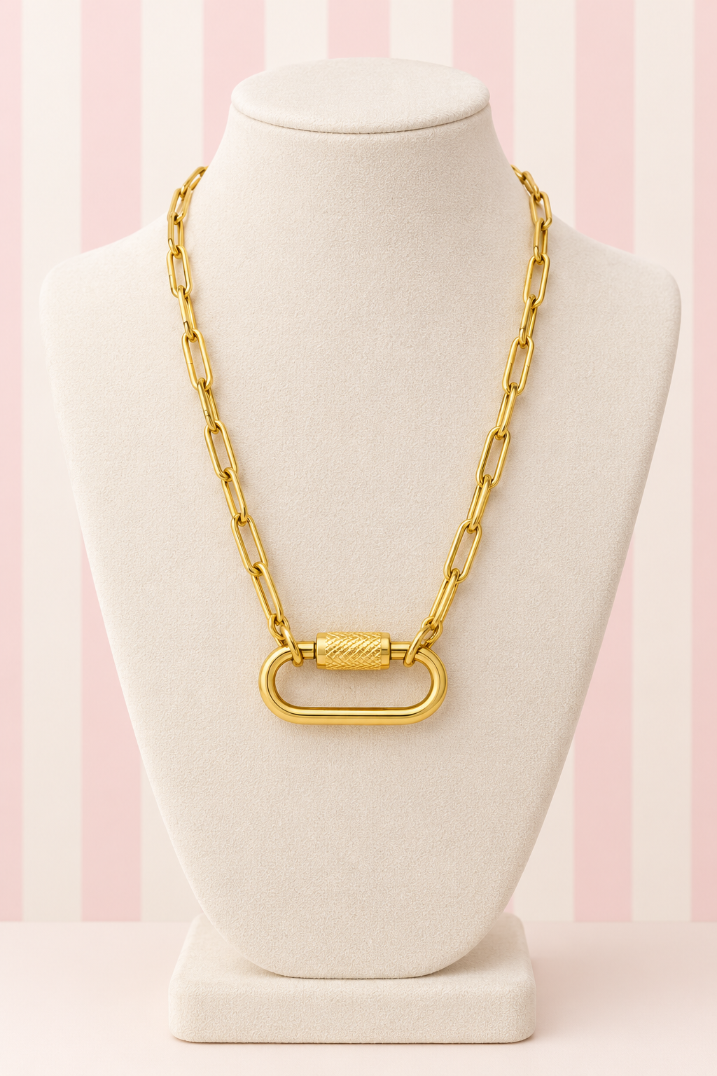 24k Gold Plated Carabiner Clip Charm Necklace Chain - add your charms