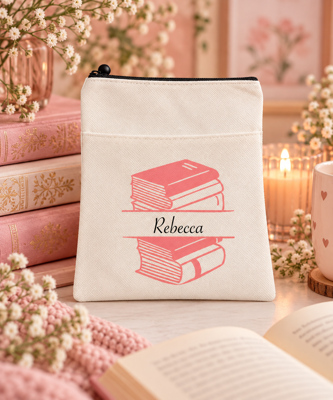Personalised Book Lover Book Sleeve - Book Stack