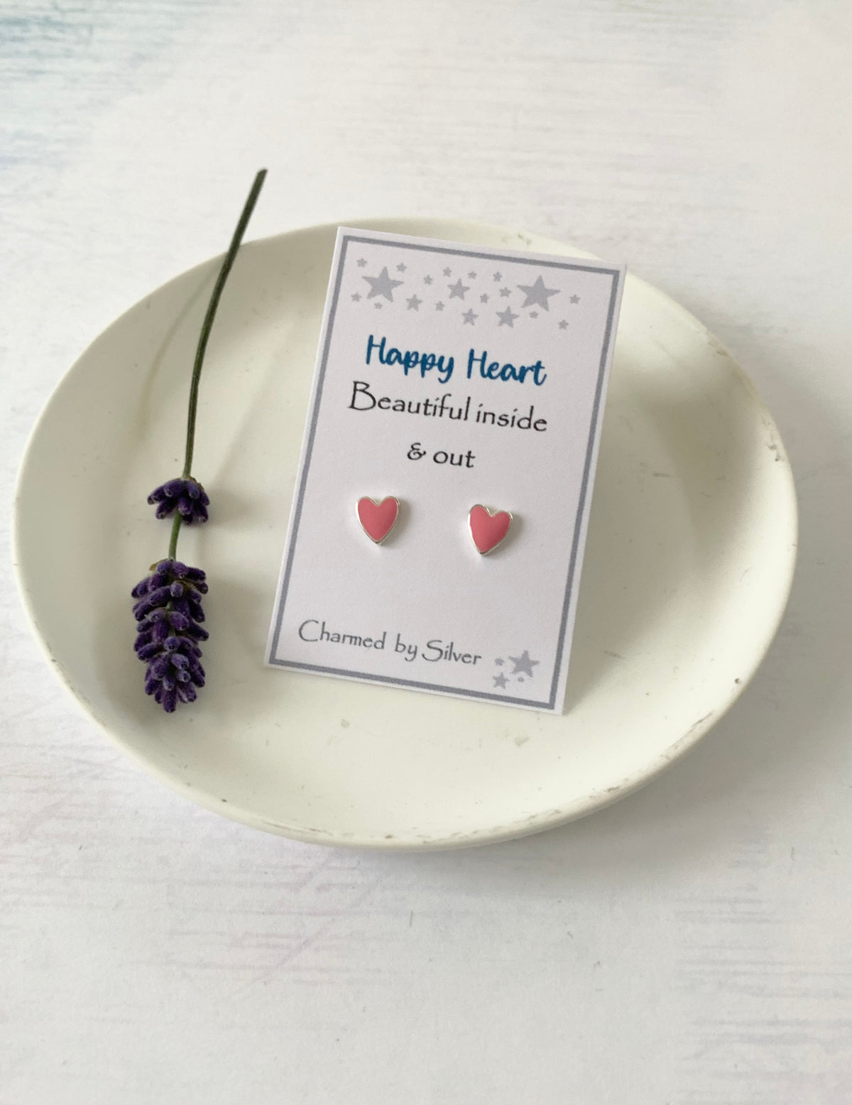 Sterling Silver Enamel Heart Earrings