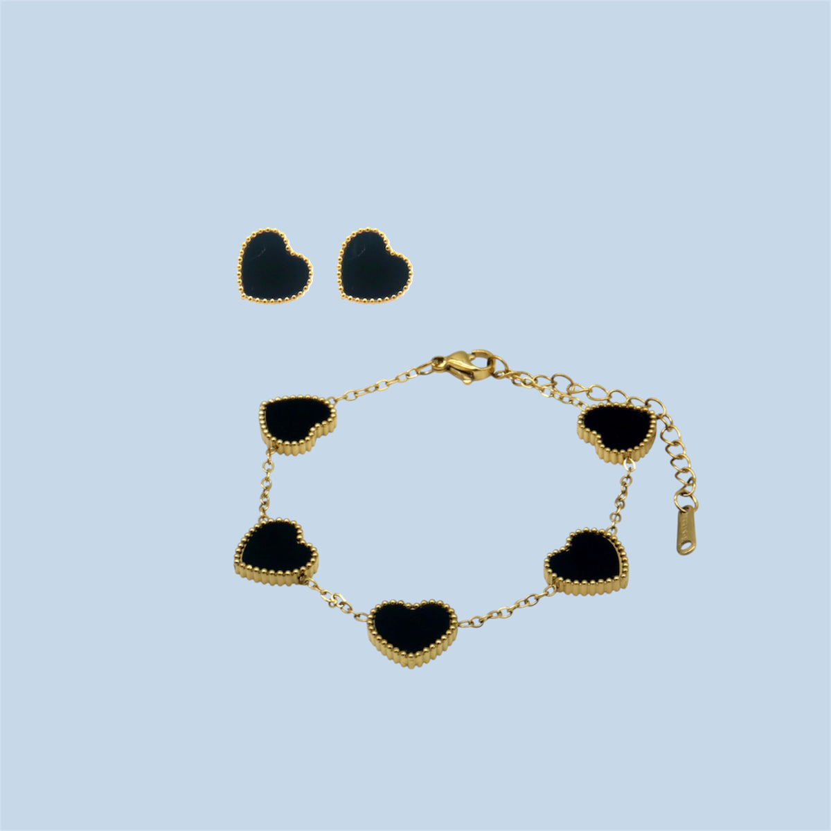 Gold Plated Heart Necklace & Earrings Set