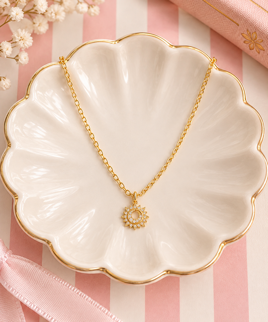 ✨ Gold Sunburst & Crescent Pendant Necklace ✨