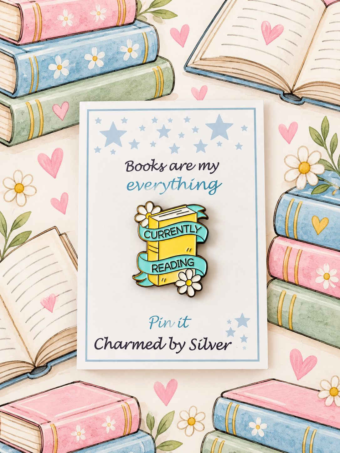 Cute Reading Enamel Pin - Drink Tea and Read Books