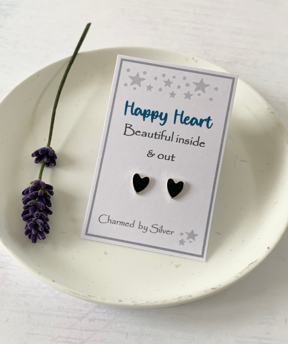 Sterling Silver Enamel Heart Earrings