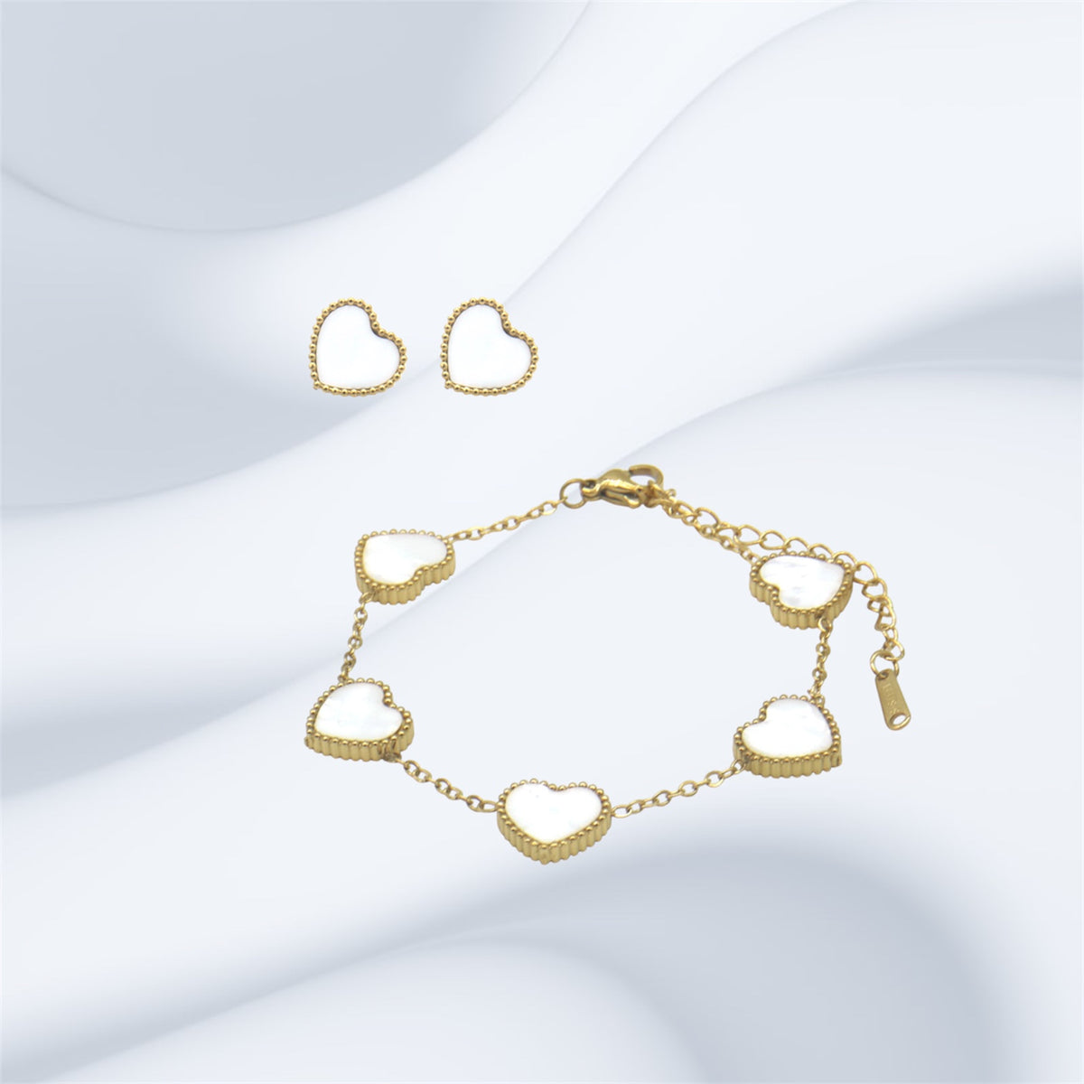 Gold Plated Heart Necklace & Earrings Set