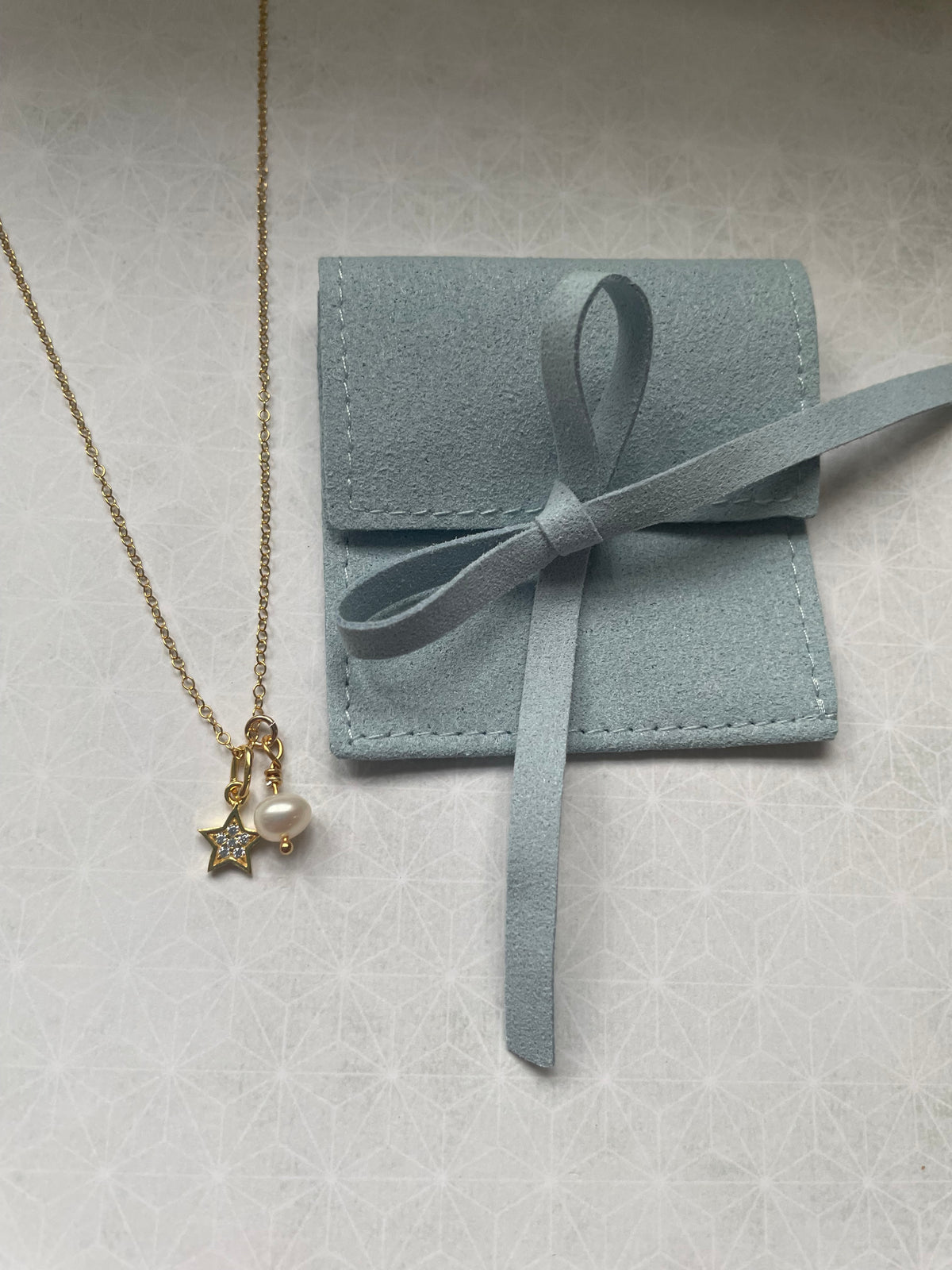 Gold Vermeil Cubic Zirconia Star Charm & Freshwater Pearl