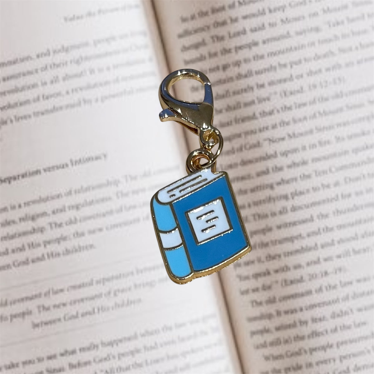 Sky Blue Book Charm Clip for Bags