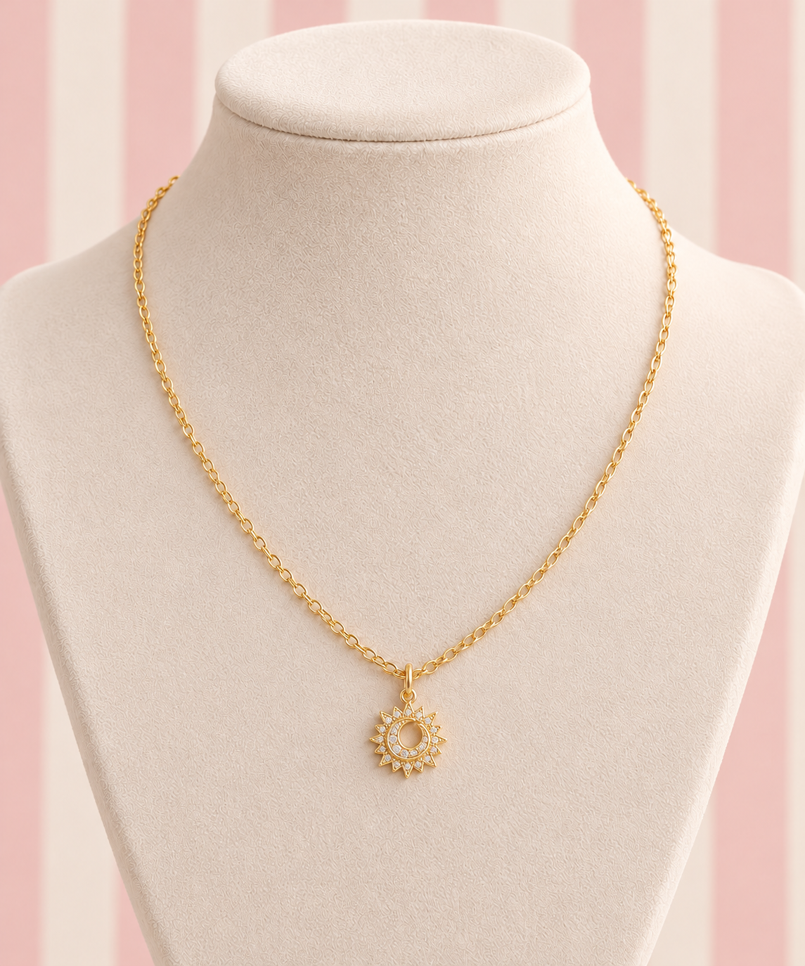 ✨ Gold Sunburst & Crescent Pendant Necklace ✨
