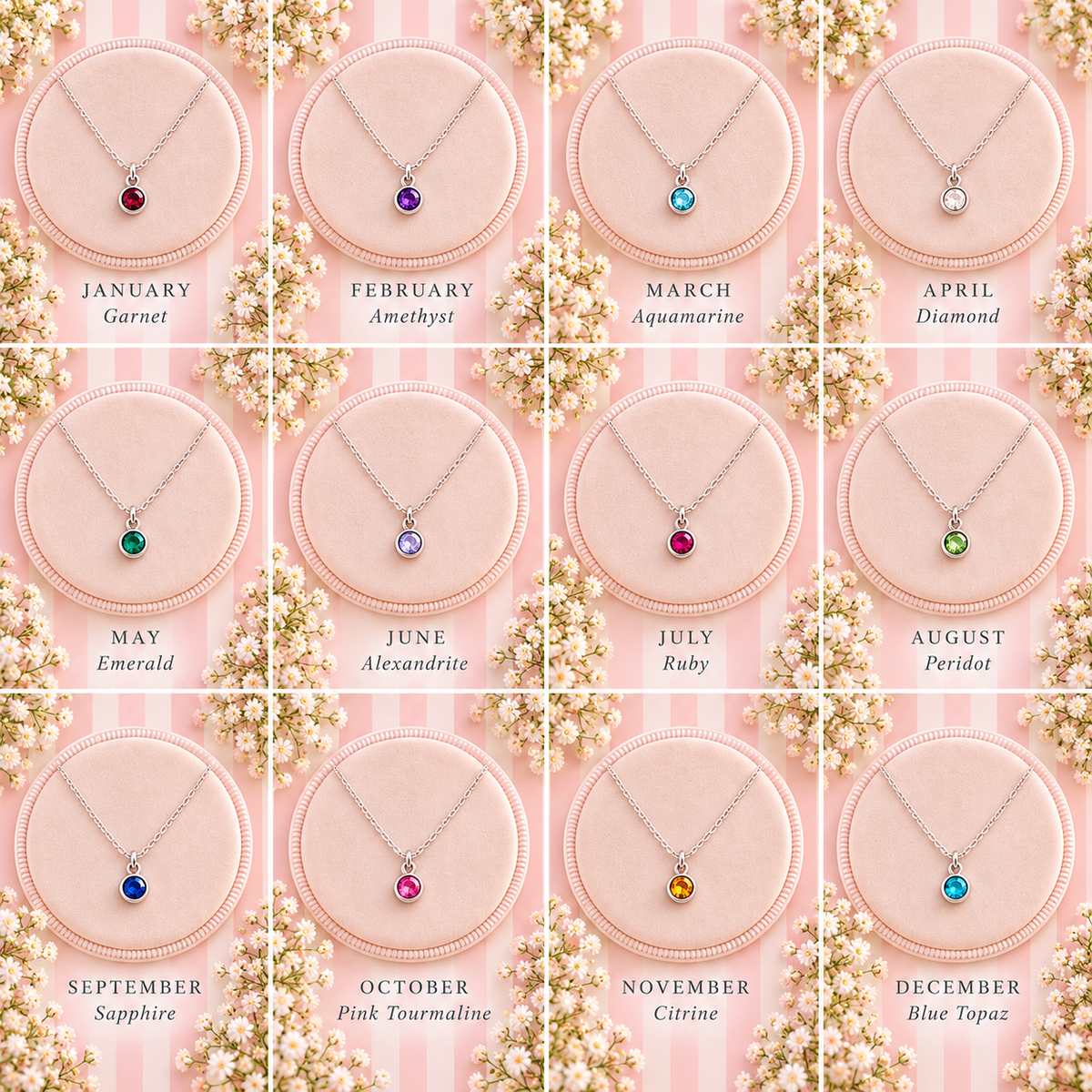 Sterling Silver Birthstone Necklace