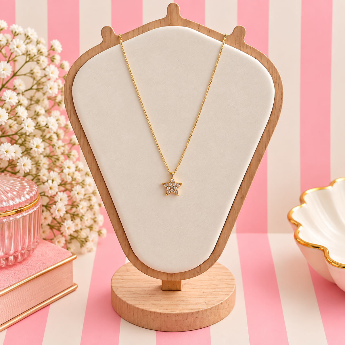 Sterling Silver 14K Gold Plated Star Necklace