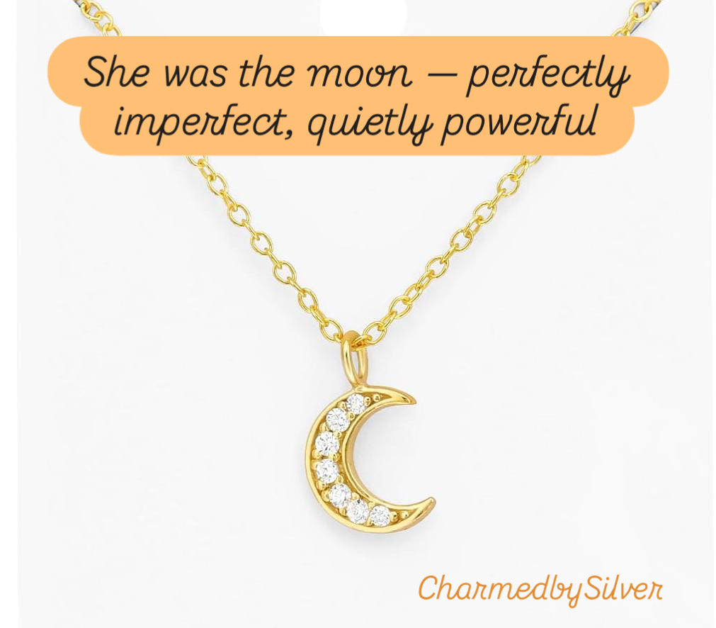 Gold Cubic Zirconia Crescent Moon Necklace