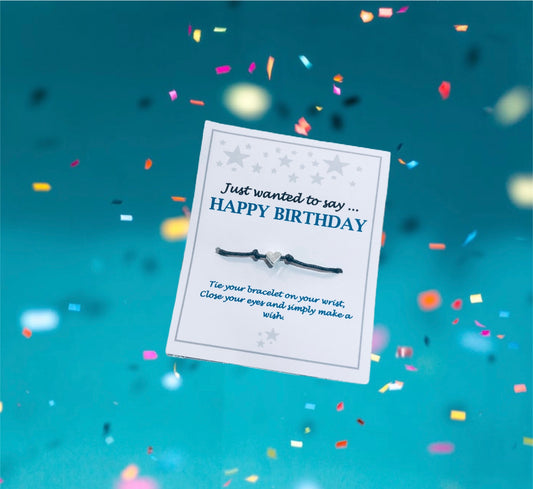 Happy Birthday Heart Wish Bracelet - choose your colour