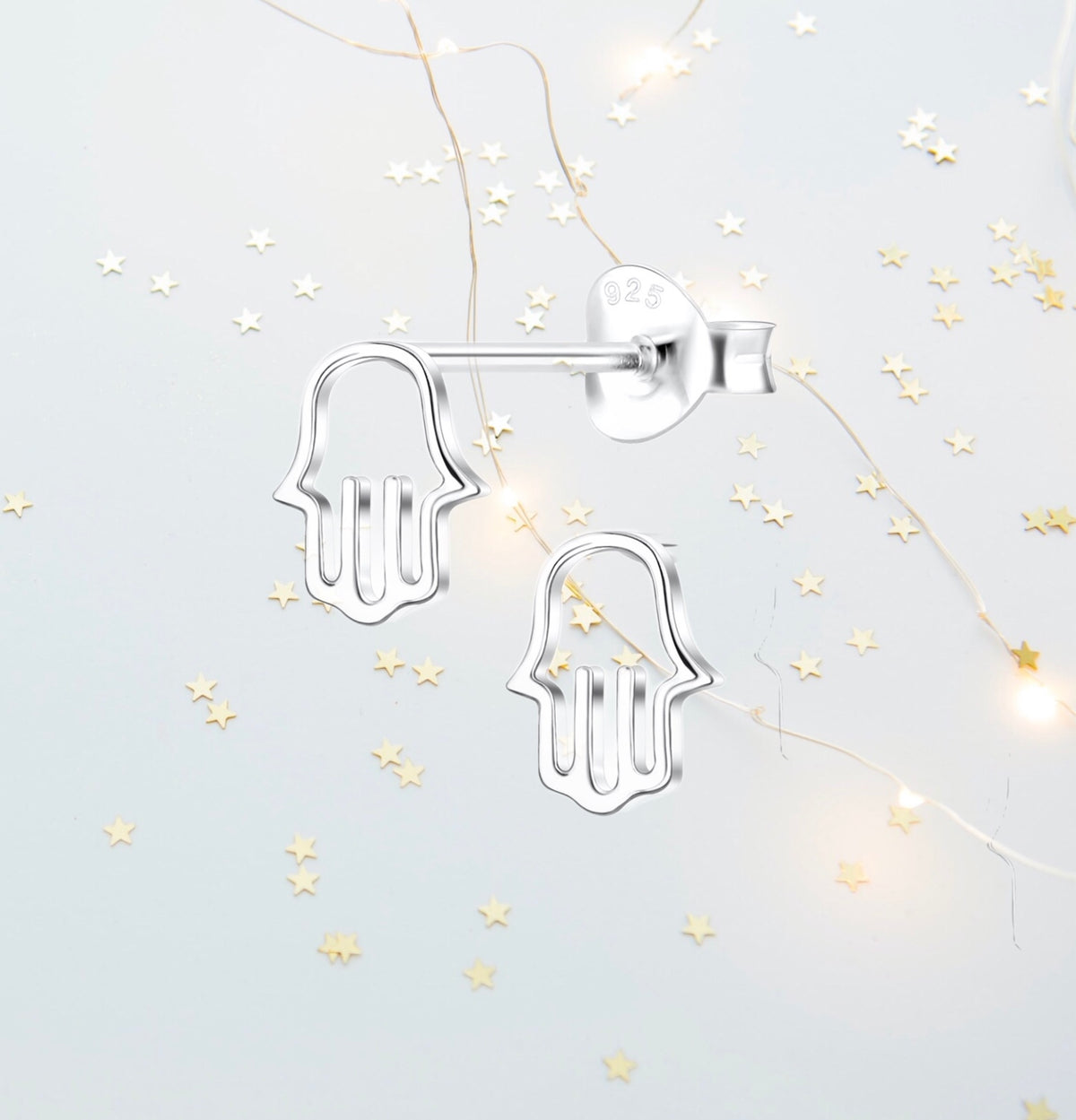 Sterling Silver Hamsa Hand  Earrings