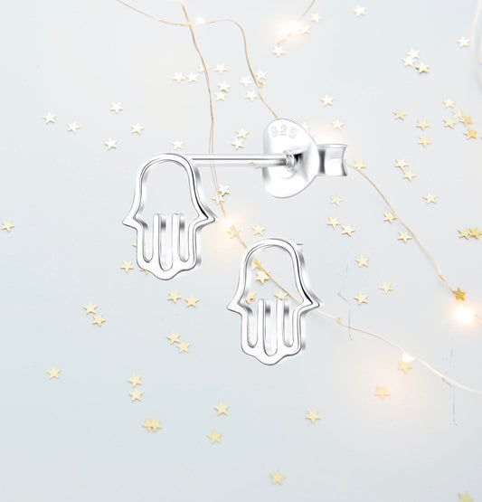 Sterling Silver Hamsa Hand  Earrings