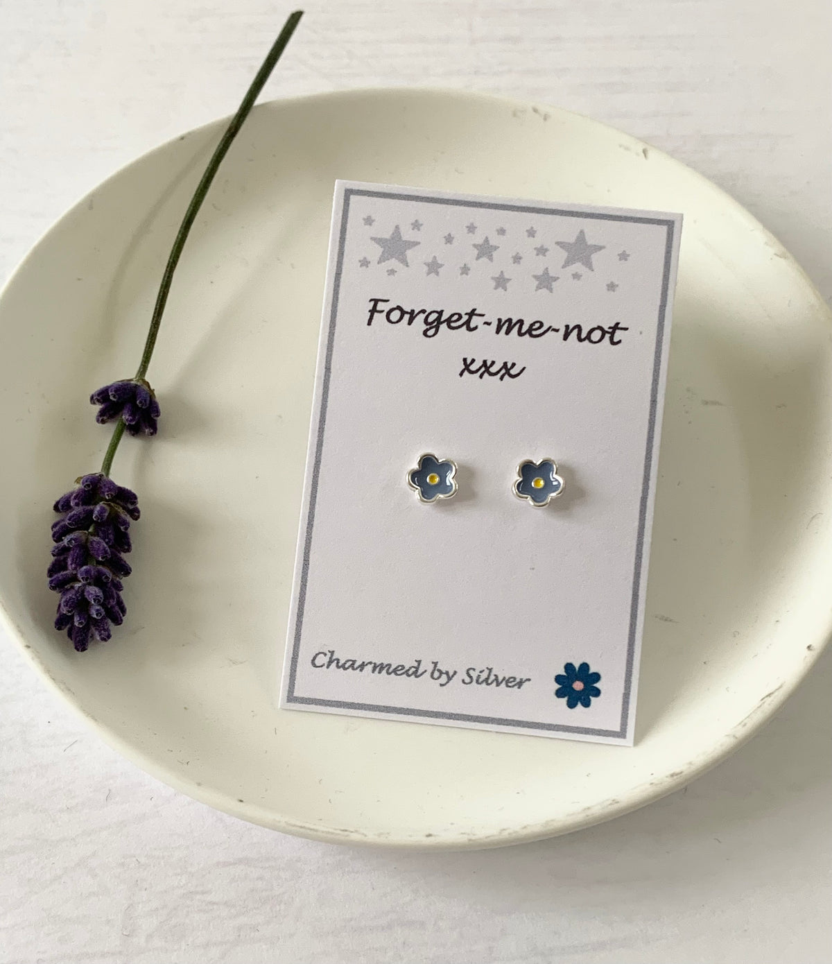 Sterling Silver Forget-me-not Flower Earrings