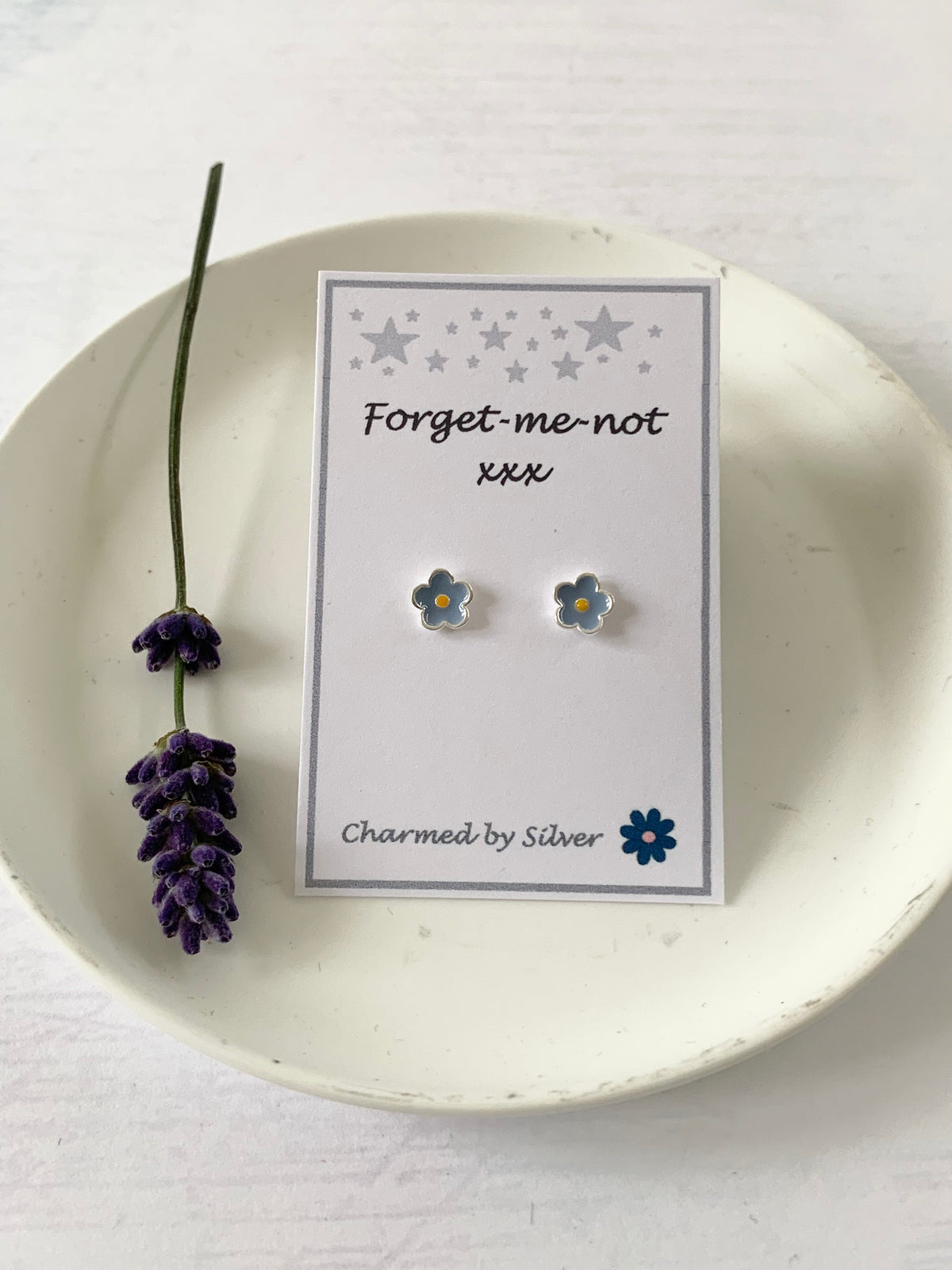 Sterling Silver Forget-me-not Flower Earrings