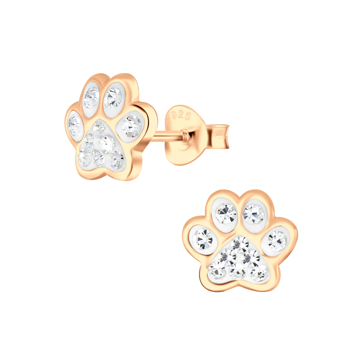 Sterling Silver Cubic Zirconia Dog Paw Earrings