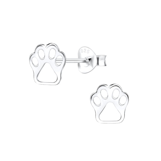 Sterling Silver Dog Paw Earrings