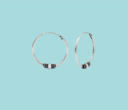 Sterling Silver Bali Ball Hoops