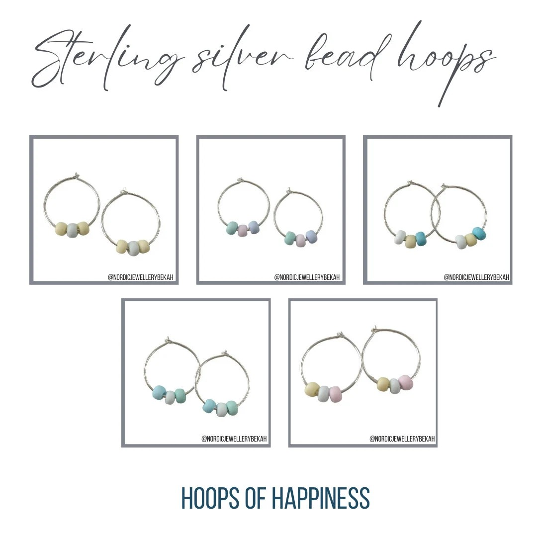Sterling Silver Sunshine Beads Hoops - choose your colour!